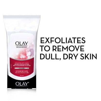 OLAY Regenerist Advanced Anti-Aging Micro-Exfoliating Cleansing Cloths – Pack of 2, 30 Cloths Each
