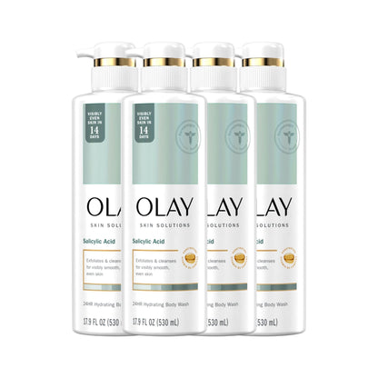 Olay Skin Solutions Hydrating Body Wash with Salicylic Acid – 4 x 17.9 fl oz