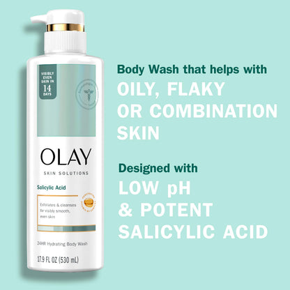 Olay Skin Solutions Hydrating Body Wash with Salicylic Acid – 4 x 17.9 fl oz