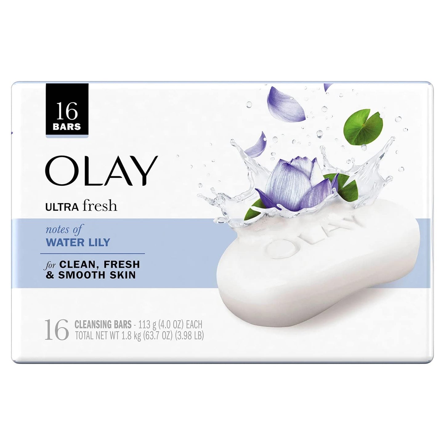 Olay Ultra Fresh Cleansing Bar Soap – Water Lily, 4 oz (Pack of 16)