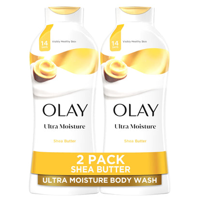Olay Ultra Moisture Body Wash for Women – 24HR Hydration with Shea Butter & Vitamin B3 Complex | Paraben & Phthalate Free | 2 x 22 oz