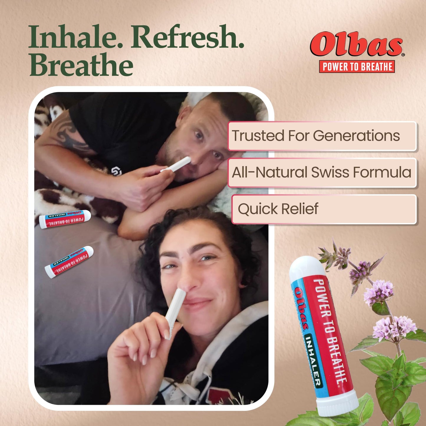 Olbas Inhaler Aromatherapy (285 mg) — Pocket-Sized Natural Essential Oil Inhaler for Clear Breathing
