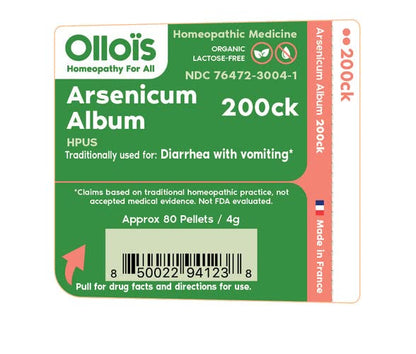 OLLOIS Arsenicum Album 200ck Organic Homeopathic Medicine – Lactose Free, Kosher, 80 Pellets (Pack of 3)