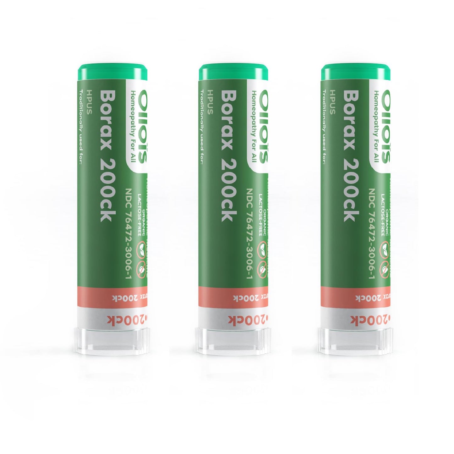 OLLOIS Borax 200ck – Organic, Lactose-Free, Kosher Homeopathic Medicine (Pack of 3)