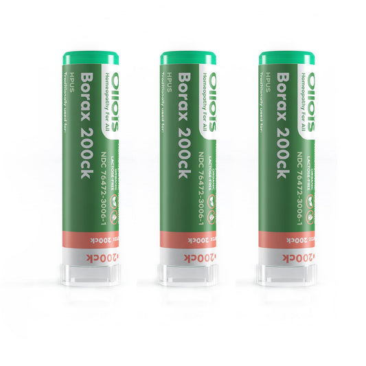 OLLOIS Borax 200ck – Organic, Lactose-Free, Kosher Homeopathic Medicine (Pack of 3)