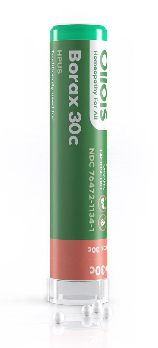 OLLOIS Borax 30C حبيبات المعالجة المثلية العضوية الخالية من اللاكتوز - 80 حبيبة (عبوة من 1)