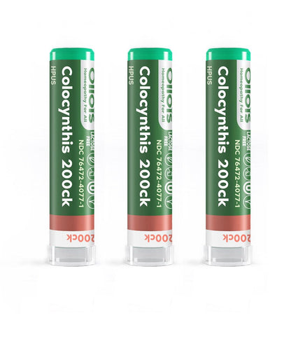 OLLOIS Colocynthis 200ck Organic Homeopathic Medicine – 80 Pellets Pack of 3 (Vegan, Lactose-Free)