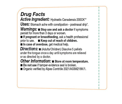 OLLOIS Hydrastis Canadensis 200ck – Organic & Lactose-Free Homeopathic Medicine (80 Pellets, Pack of 1)