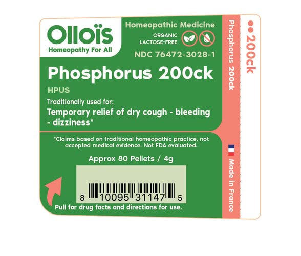 OLLOIS Phosphorus 200ck Organic Homeopathic Medicine – Pack of 3 (80 Pellets) | Lactose-Free, Kosher