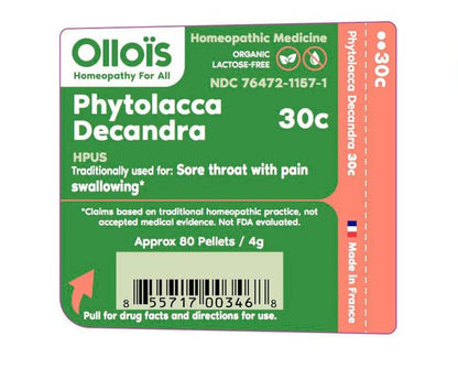 OLLOIS Phytolacca Decandra 30c Organic, Lactose-Free, Kosher Homeopathic Medicine, 80 Pellets (Pack of 3)