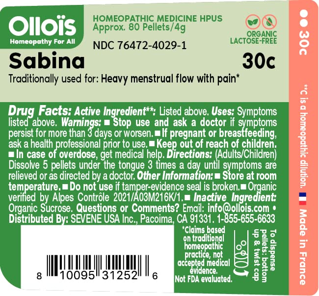 OLLOIS Sabina 30c – Organic, Lactose-Free, Vegan Homeopathic Medicine
