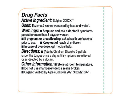 OLLOIS Sulphur 200ck – Organic, Lactose-Free, Vegan Homeopathic Medicine | 80 Pellets (Pack of 1)