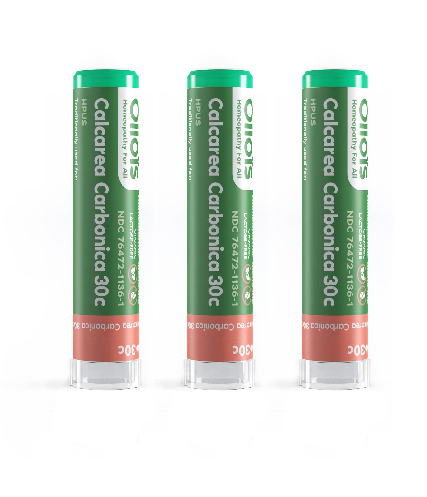 OLLOIS Calcarea Carbonica 30c Organic Homeopathic – Lactose-Free, Kosher (80 Pellets, Pack of 3)