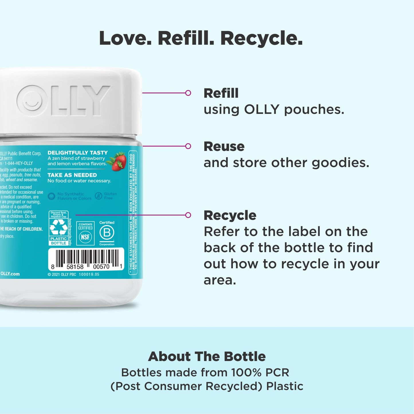 OLLY Goodbye Stress Gummy – GABA, L-Theanine, Lemon Balm (Berry) – 42 Count