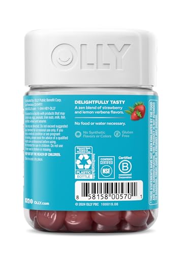 OLLY Goodbye Stress Gummy – GABA, L-Theanine, Lemon Balm (Berry) – 42 Count