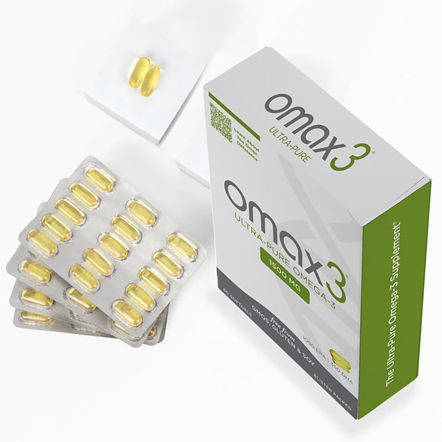 Omax3 Ultra-Pure Omega-3 Fish Oil Pills – 1500 mg EPA/DHA, Gluten Free, Non-GMO, Made in USA, 240 Softgels (4 Boxes)