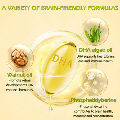 OMOGS Algae DHA 600 mg Softgels with Phosphatidylserine & Walnut Oil