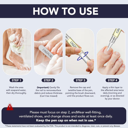 OMZOK Toenail Fungus Pen - 25% Undecylenic Acid & Tea Tree Oil - Extra-Strength Nail Repair (5-Pack)