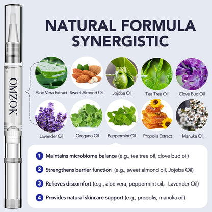 OMZOK Toenail Fungus Pen - 25% Undecylenic Acid & Tea Tree Oil - Extra-Strength Nail Repair (5-Pack)