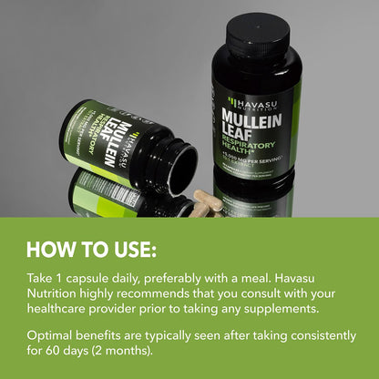 Mullein Leaf Capsules 5000mg 10:1 – Lung Support & Immune Function (30 Count) – Vegan, Non-GMO