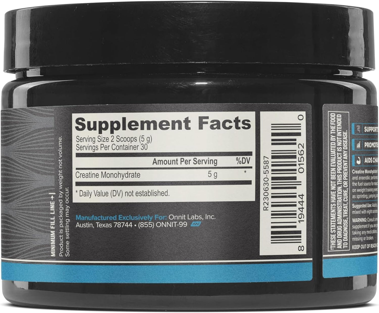 ONNIT Creatine Monohydrate Powder - 30 Servings, 5.29 oz, Non-GMO