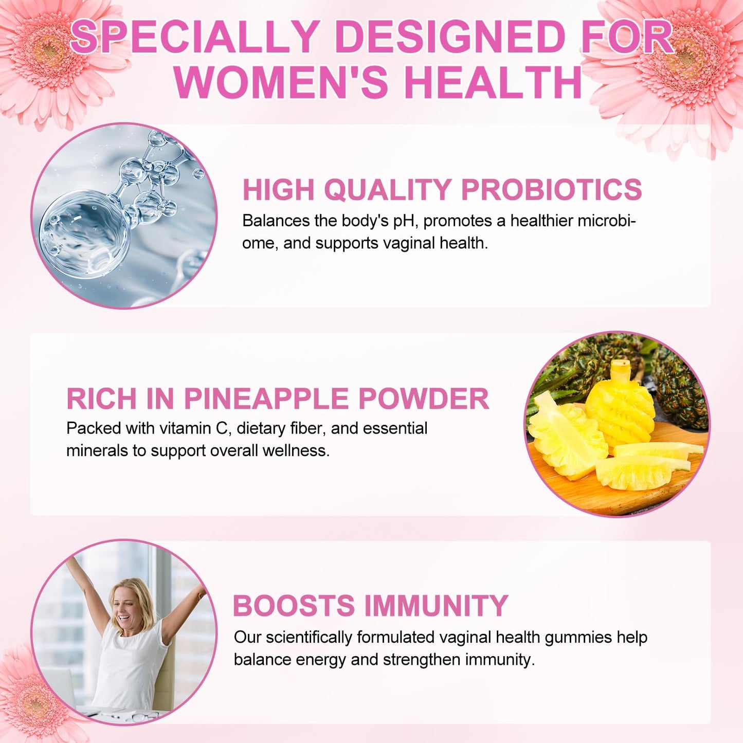 Onznoz Vaginal Probiotics for Women - PH Balance Gummies, Vaginal Health & Flora