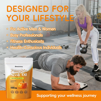 OOUUEEOO Pumpkin Seed Oil 4000mg Softgels + Saw Palmetto - 300 Softgels
