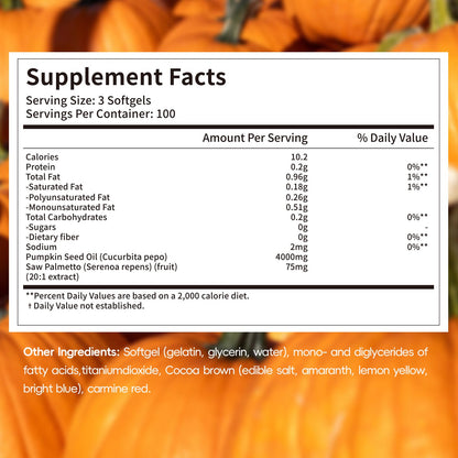 OOUUEEOO Pumpkin Seed Oil 4000mg Softgels + Saw Palmetto - 300 Softgels