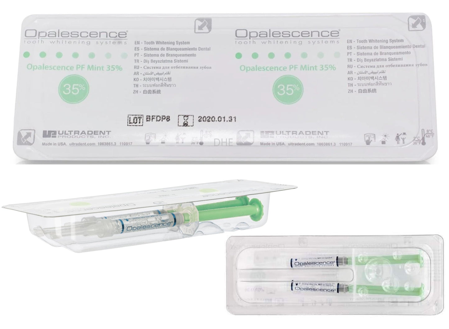 Opalescence 35% CP Mint Gel Syringes Refill Kit (4 Syringes) – Ultradent 5197-2tb