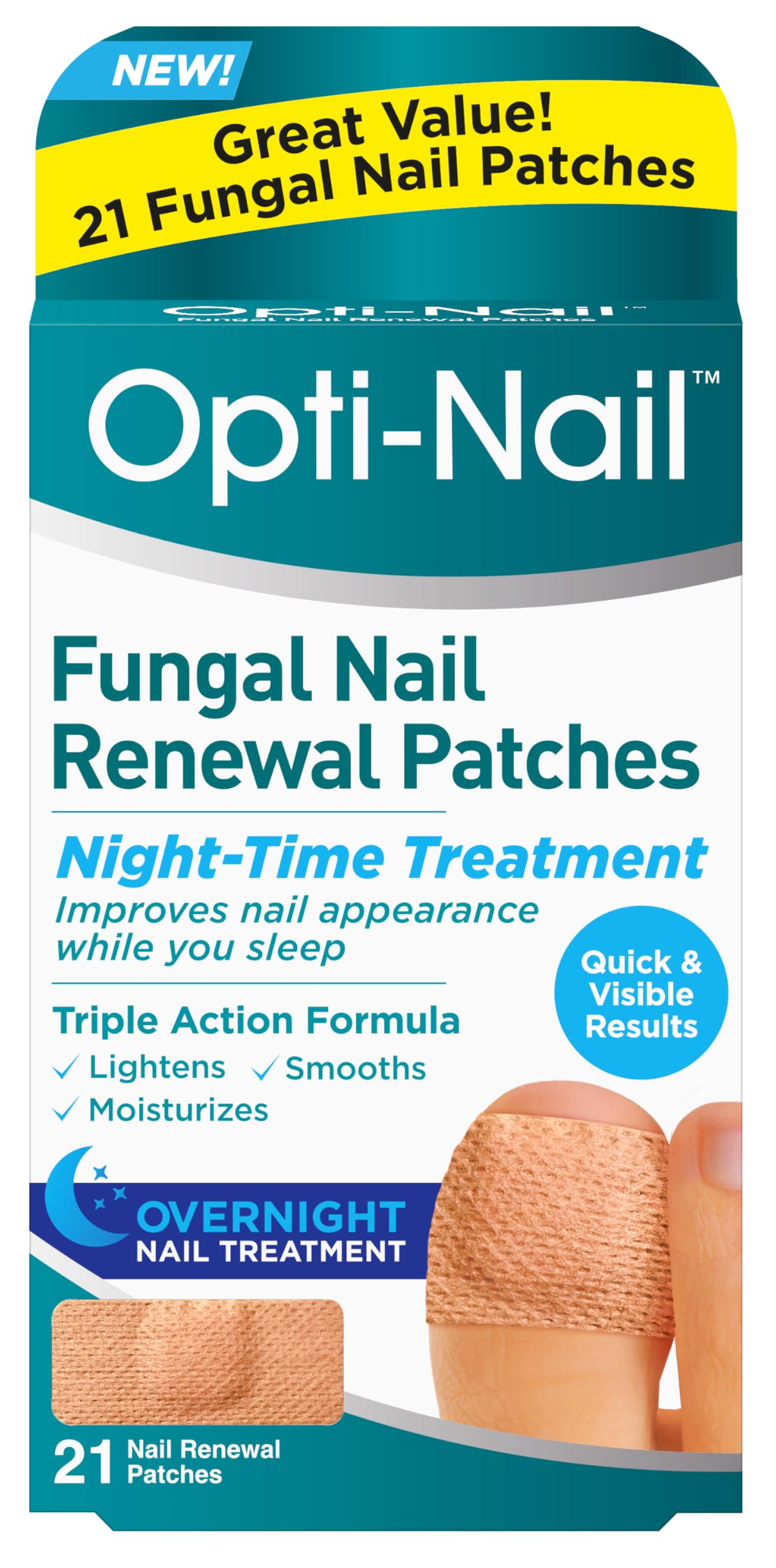 Opti-Nail Fungal Nail Renewal Patches – 21 Night-Time Patches for Better-Looking Nails