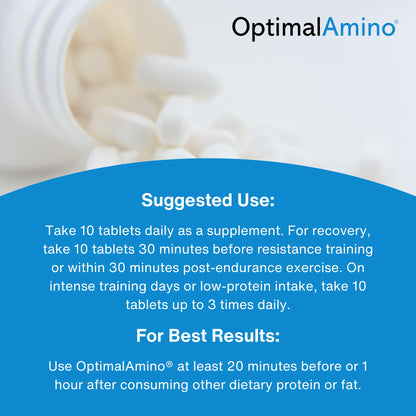 OptimalAmino Tablets Fitness Bundle (600 Count) – 99% Utilized Essential Amino Acids | Boost Recovery, Pre/Post Workout | NSF Certified for Sport