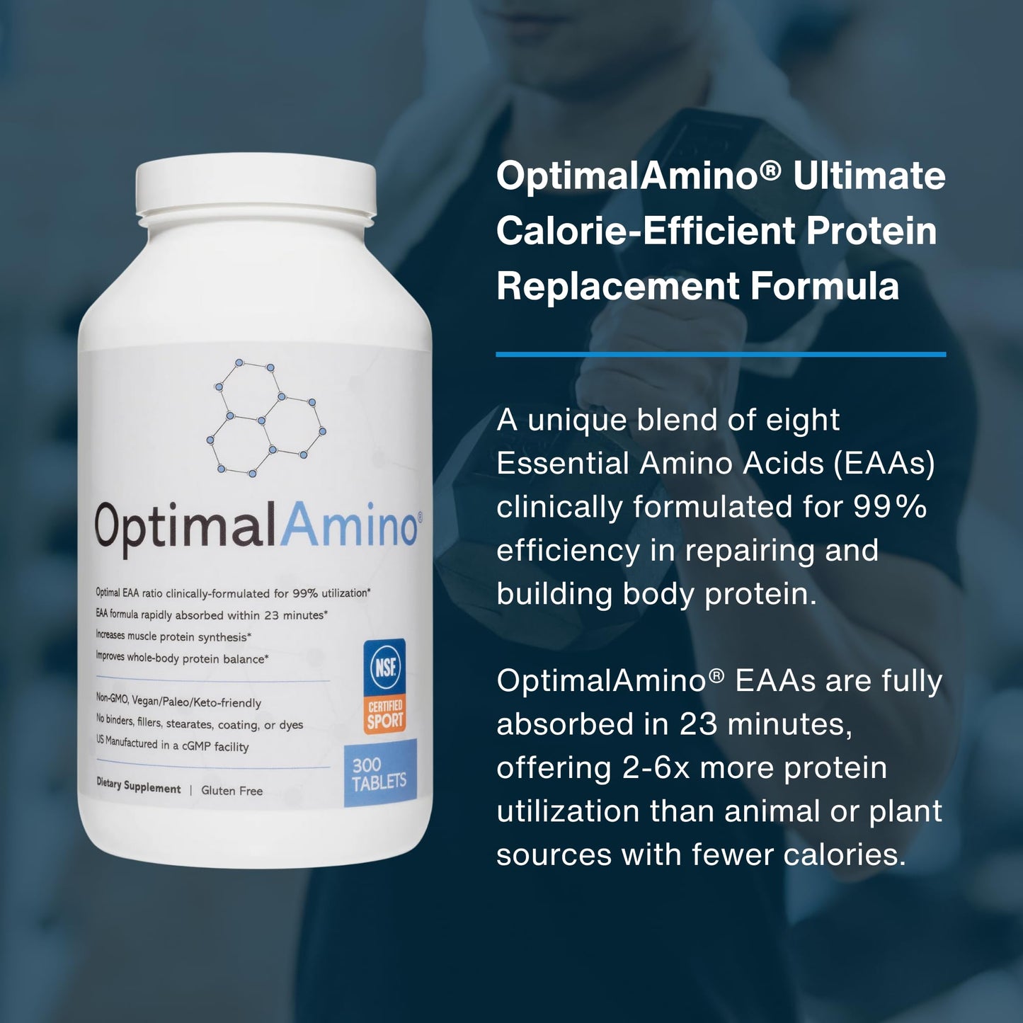 OptimalAmino Tablets Fitness Bundle (600 Count) – 99% Utilized Essential Amino Acids | Boost Recovery, Pre/Post Workout | NSF Certified for Sport