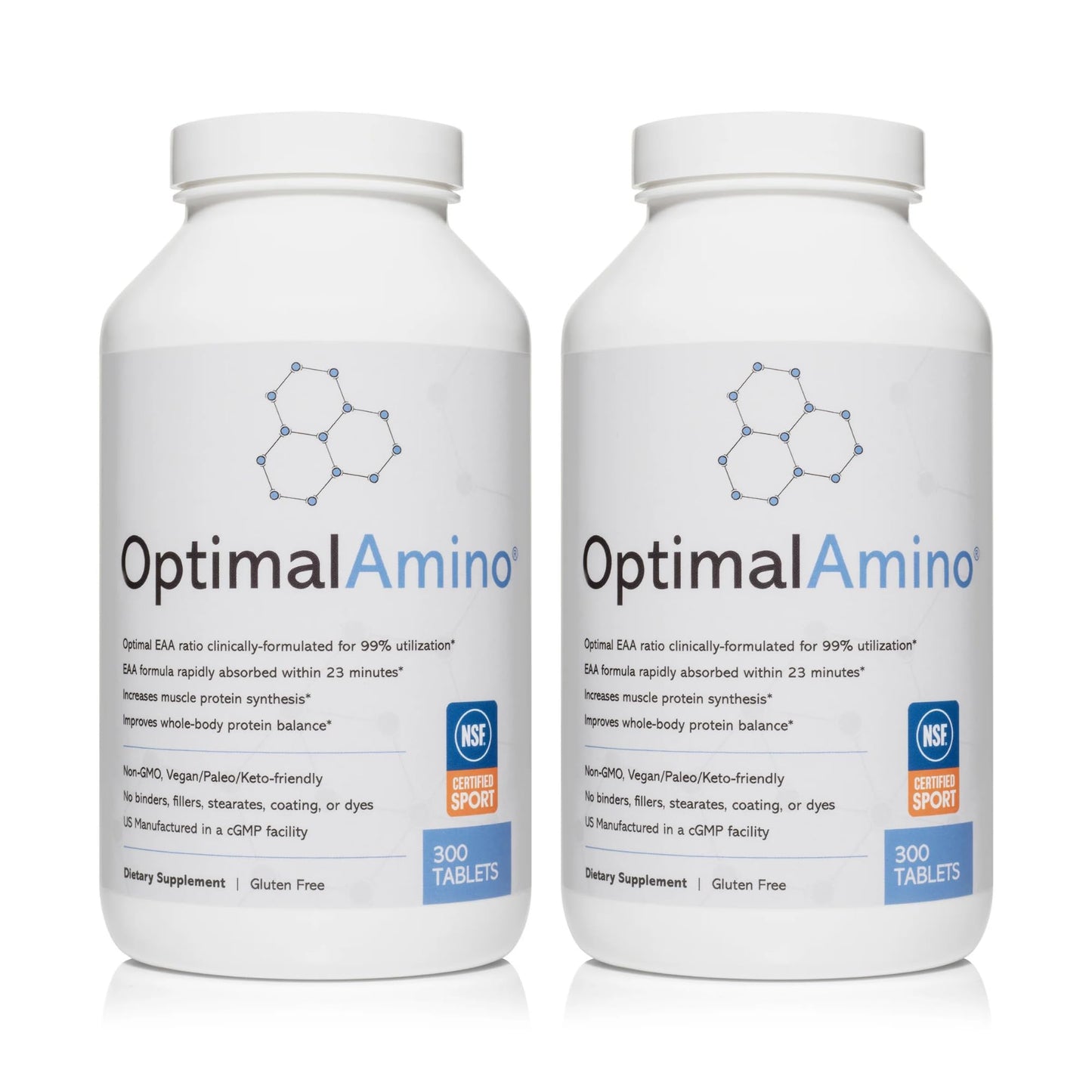 OptimalAmino Tablets Fitness Bundle (600 Count) – 99% Utilized Essential Amino Acids | Boost Recovery, Pre/Post Workout | NSF Certified for Sport