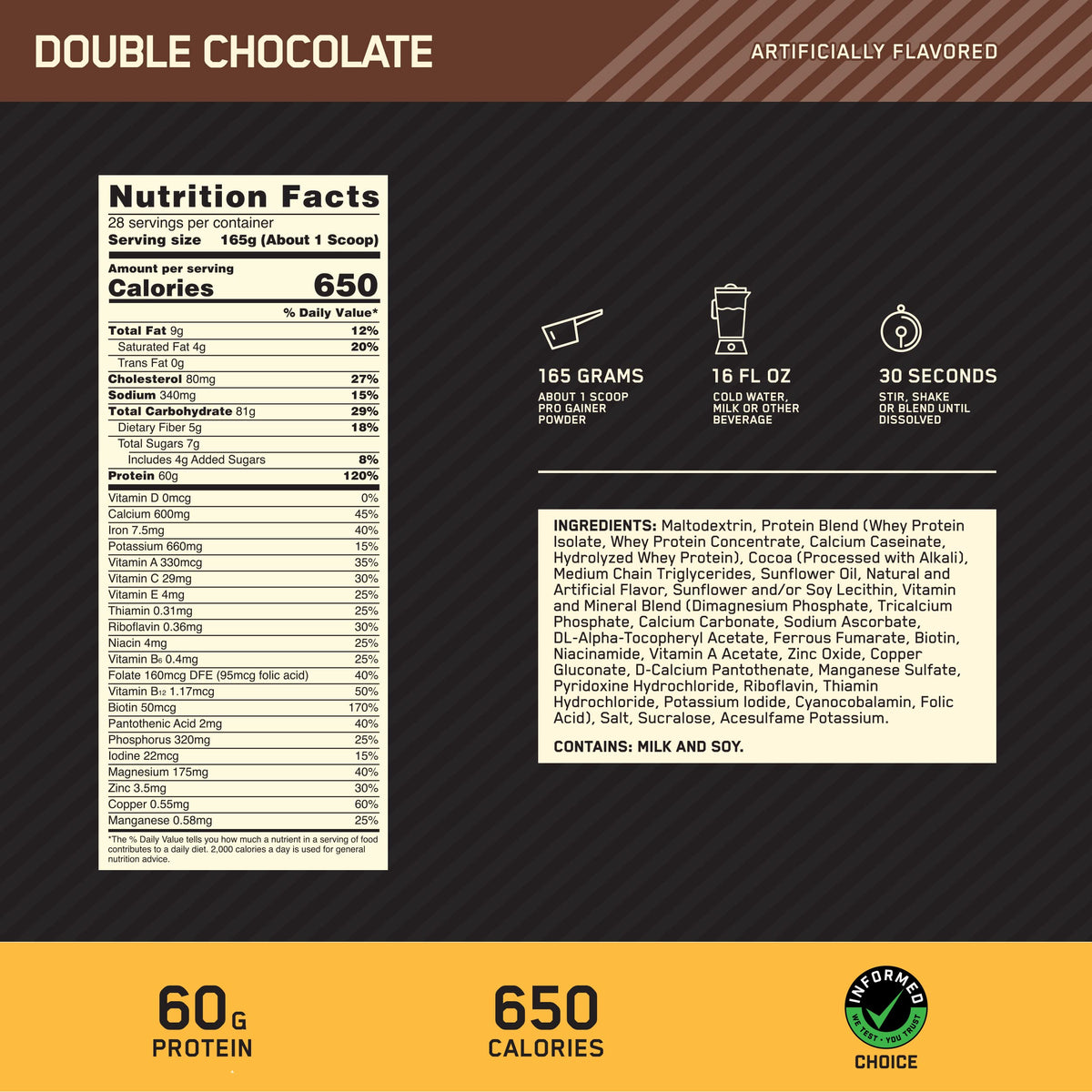 Optimum Nutrition Gold Standard Pro Gainer – Weight Gainer Protein Powder, Double Chocolate, 10.19 lb