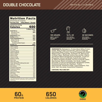 Optimum Nutrition Gold Standard Pro Gainer – Weight Gainer Protein Powder, Double Chocolate, 10.19 lb