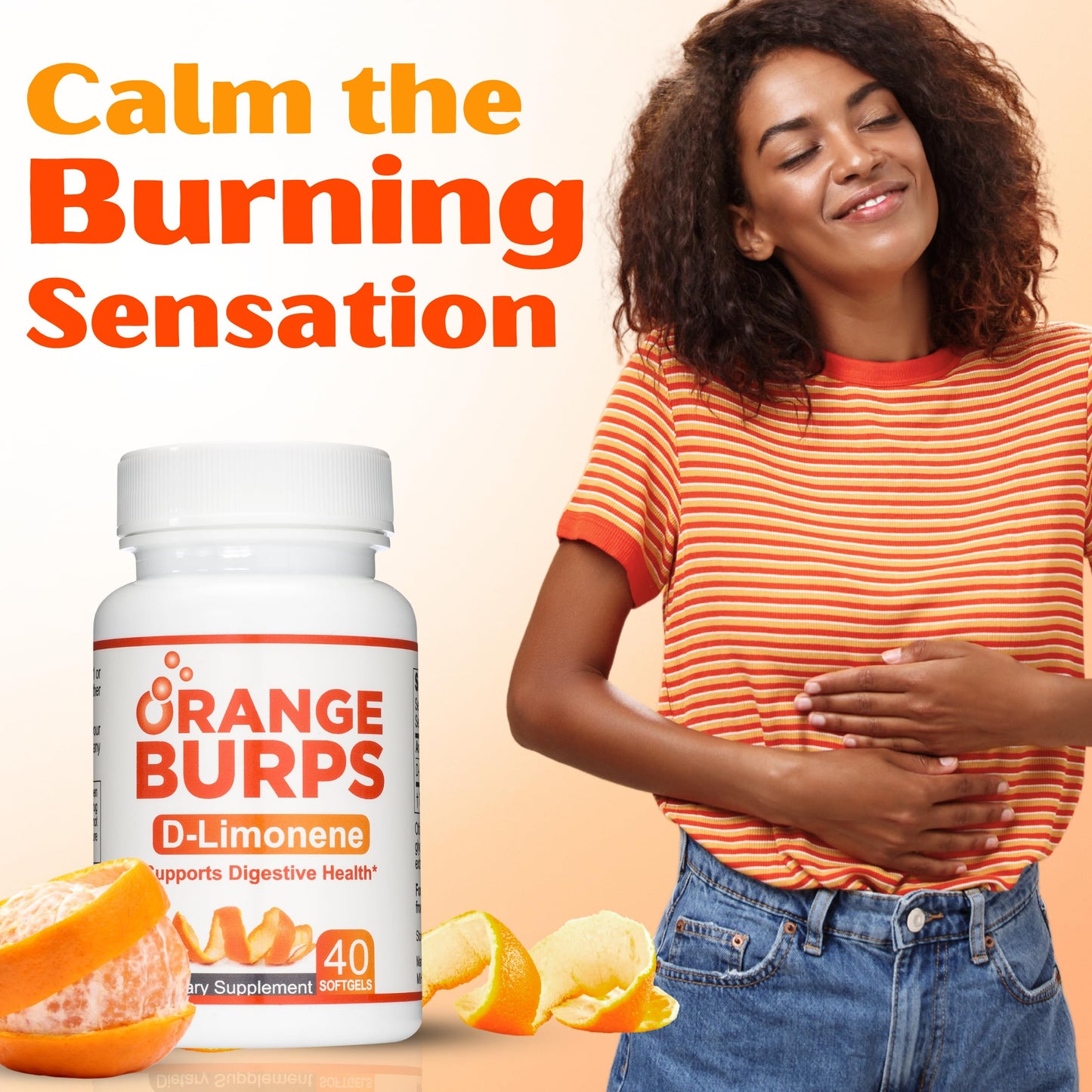 Orange Burps | D-Limonene Soft Gels for Heartburn Relief, GERD Support & Digestive Comfort | 1,000 mg