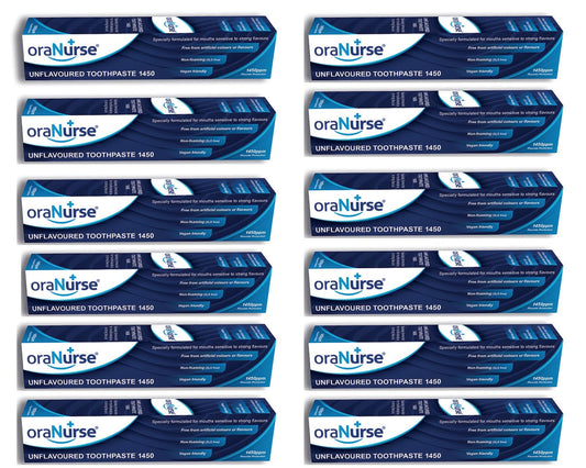 Oranurse 50ml Unflavoured Toothpaste (Pack 12) – 1450ppm Fluoride, SLS Free