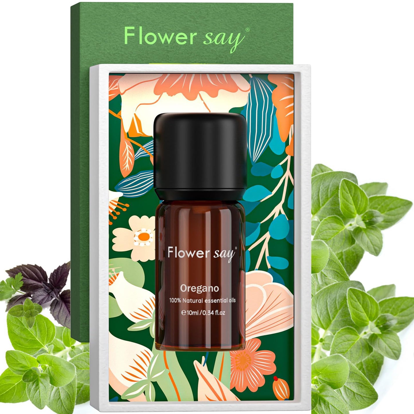 FLOWERSAY Oregano Essential Oil 0.34oz - 100% Pure Undiluted Therapeutic Grade for Diffuser, Skin Care, Massage, Hair & Toenails