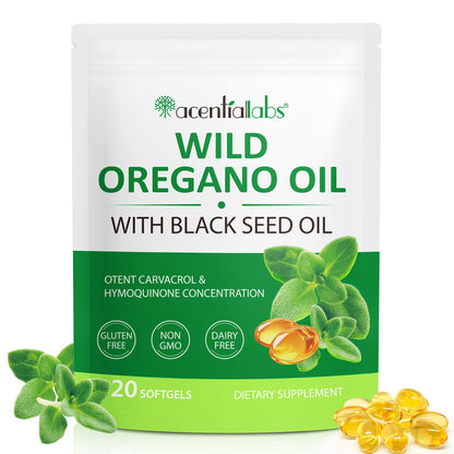 Oregano Oil Softgels Organic with Black Seed Oil 200mg – 120 Count | Non-GMO, Dairy Free, Gluten Free