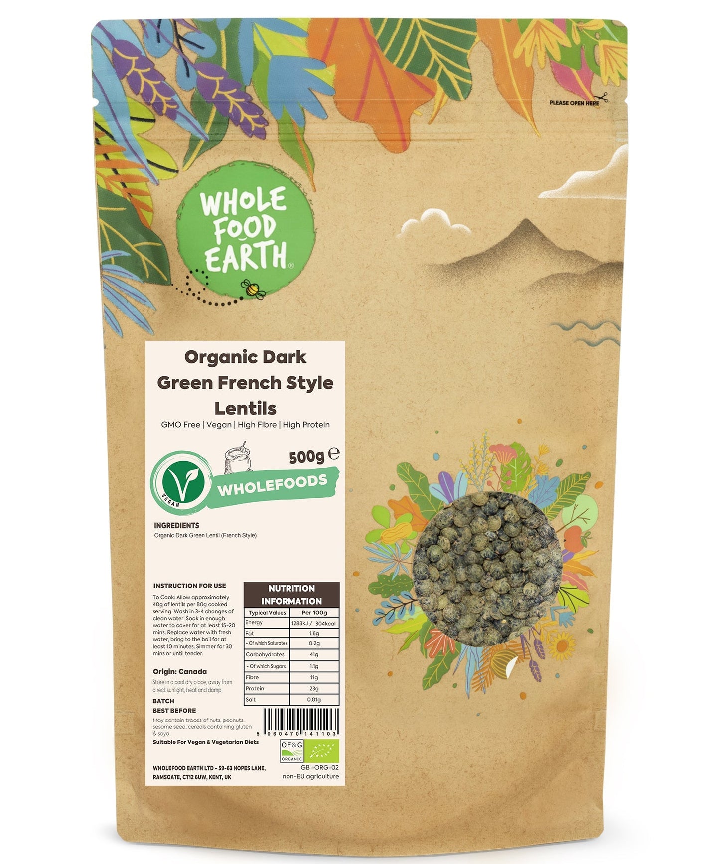 Organic Dark Green French Style Lentils