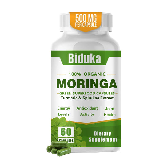 Capsule di Moringa Biologica 1000mg | Superfood Antiossidante per Energia, Metabolismo e Supporto Immunitario – Vegano, Senza OGM (60 Capsule)