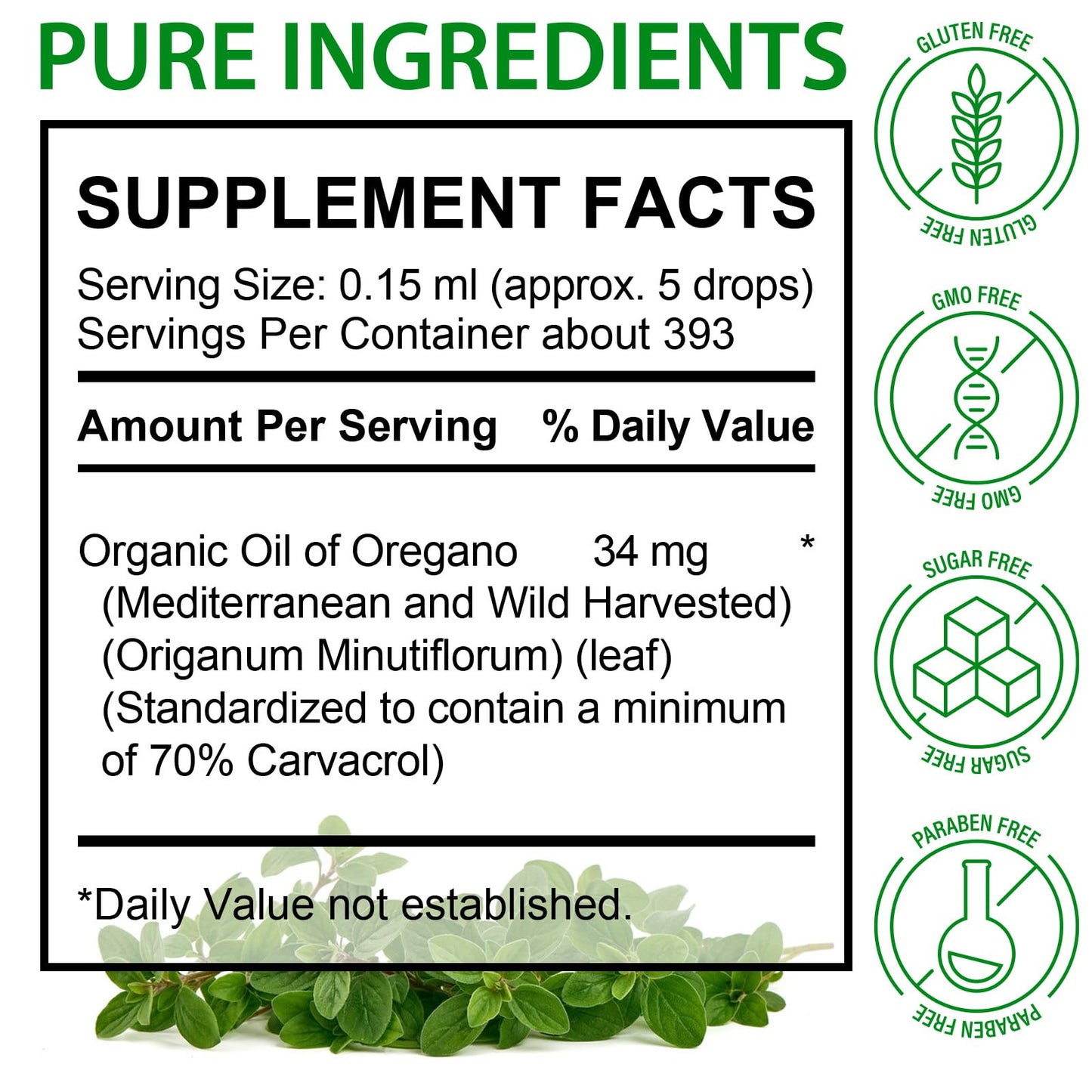 2 Pack Organic Oregano Oil Drops – Immune & Digestive Support, Non-GMO, Gluten Free, 4 fl oz