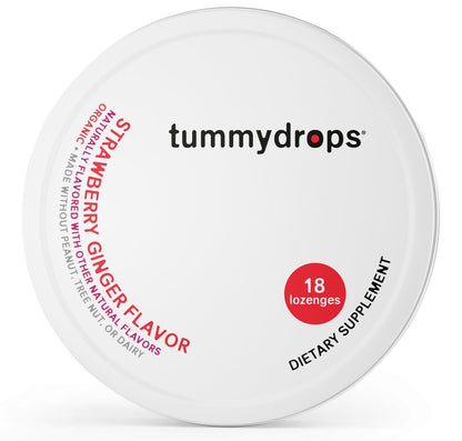 Organic Fresh Strawberry Ginger Tummydrops (Pack of 3 Tins, 54 Lozenges) – Gluten Free & Vegan