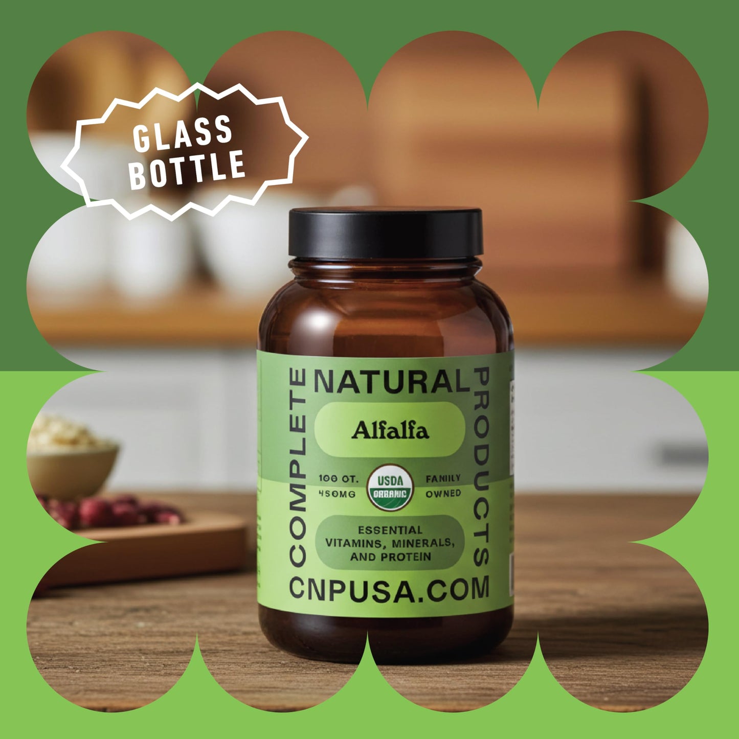 Pure Alfalfa Leaf Capsules 450mg - 100 Vegan, Organic | Complete Natural Products