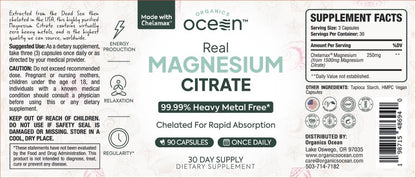Organics Ocean Real Magnesium Citrate – High Absorption Chelated Magnesium (6 Pack)