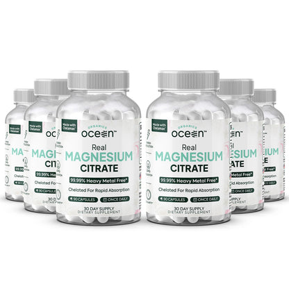 Organics Ocean Real Magnesium Citrate – High Absorption Chelated Magnesium (6 Pack)