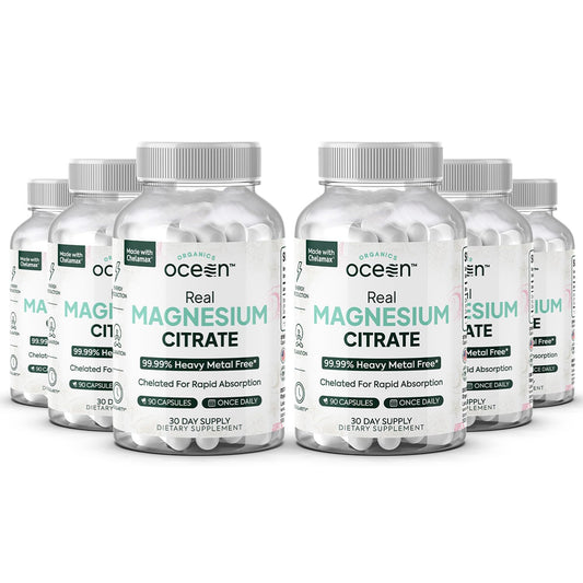 Organics Ocean Real Magnesium Citrate – High Absorption Chelated Magnesium (6 Pack)
