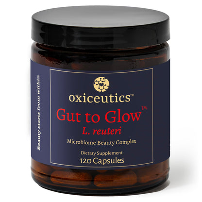 Oxiceutics Gut to Glow Probiotics with L. Reuteri LRDR — Dr. Davis Formula for Gut Skin Axis