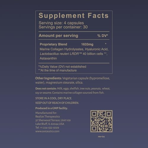 Oxiceutics Gut to Glow Probiotics with L. Reuteri LRDR — Dr. Davis Formula for Gut Skin Axis