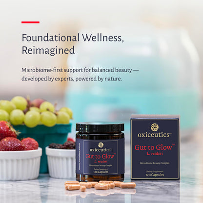 Oxiceutics Gut to Glow Probiotics with L. Reuteri LRDR — Dr. Davis Formula for Gut Skin Axis